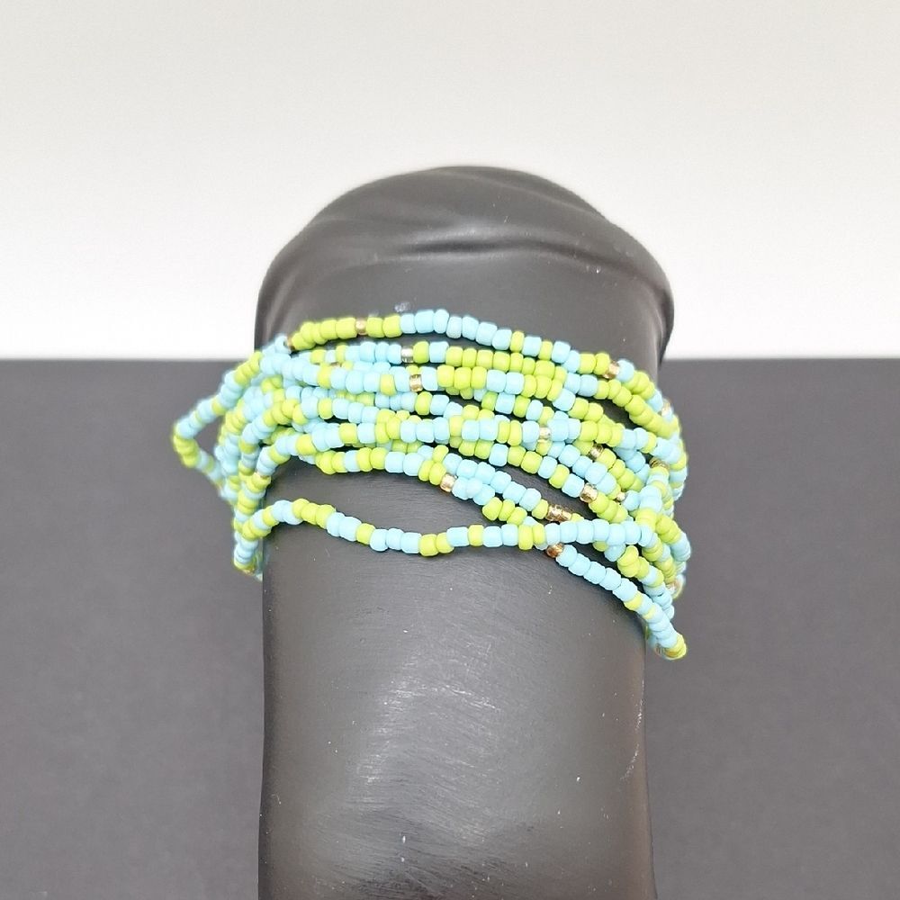 Mint Blue and Green Beaded Bracelet